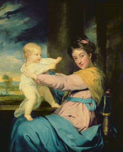 Portrait de Caroline, Duchesse de Marlborough avec sa fille Lady Caroline Spencer (détail) - Joshua Reynolds